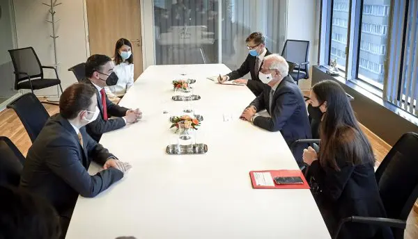 Deputy PM Dimitrov, FM Osmani meet EU foreign policy chief Borrell in Brussels